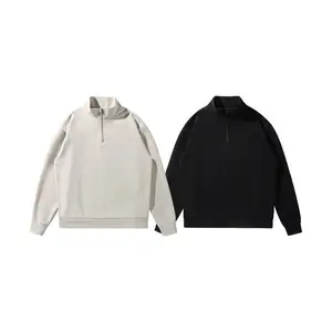 2025 Custom Men Plain Quarter Half Zip Waffle Knit Pullover Hoodie Sweatshirts for High Quality 1/4 Zip Waffle Hoodie Jacket