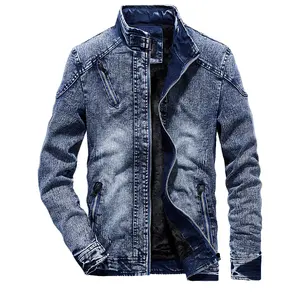 Men's Classic Retro Slim Denim Jacket Winter Velvet Warm Jeans Coat With Print Pattern Casual Fashion Clothing for Men