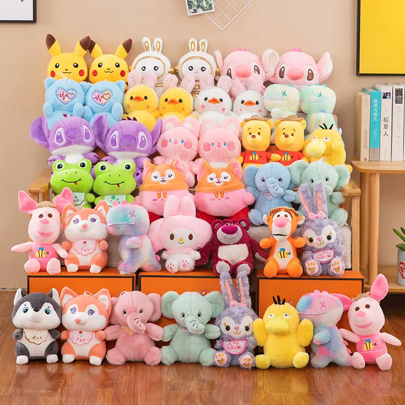 โรงงานขายส่งผสม 8 "9" 10 "12" 15 "20" Crane Machine Plush ของเล่นรางวัลหยอดเหรียญ Claw เครื่อง Plushie ของเล่นตุ๊กตาสัตว์ของเล่น