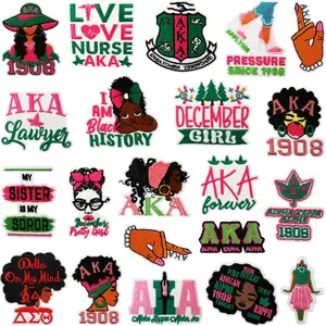 Trendy Eco-Friendly Durable Sorority Accessories 3D Embroidered Felt Iron-On Patches Applique for Jackets Hats Bags Jeans