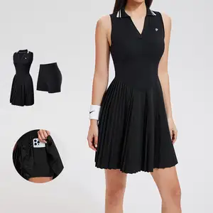 WOJIEER Custom Pickleball Lightweight Tennis Wear High Quality Sleeveless Golf Skirt Women One Piece Tennis Dress for Outdoor