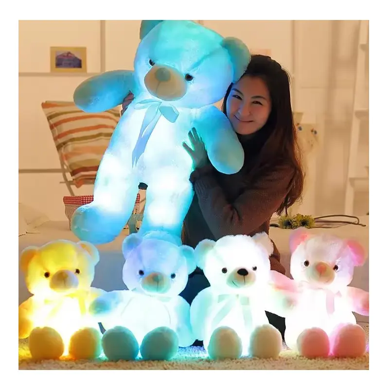 ที่มีคุณภาพสูง30เซนติเมตรLedดนตรีตุ๊กตาหมียัดไส้สัตว์ที่มีสีสันเรืองแสงอิเล็กทรอนิกส์ของเล่นตุ๊กตาผ้าฝ้ายPpเด็ก'ของขวัญคริสต์มาส