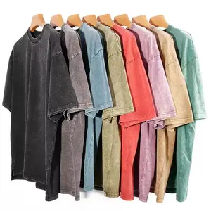 Oem Custom Printed Cotton Work Men s T Shirts Dtg Printer T-Shirt Printing Machine Stone Acid Washed Vintage Custom T Shirt