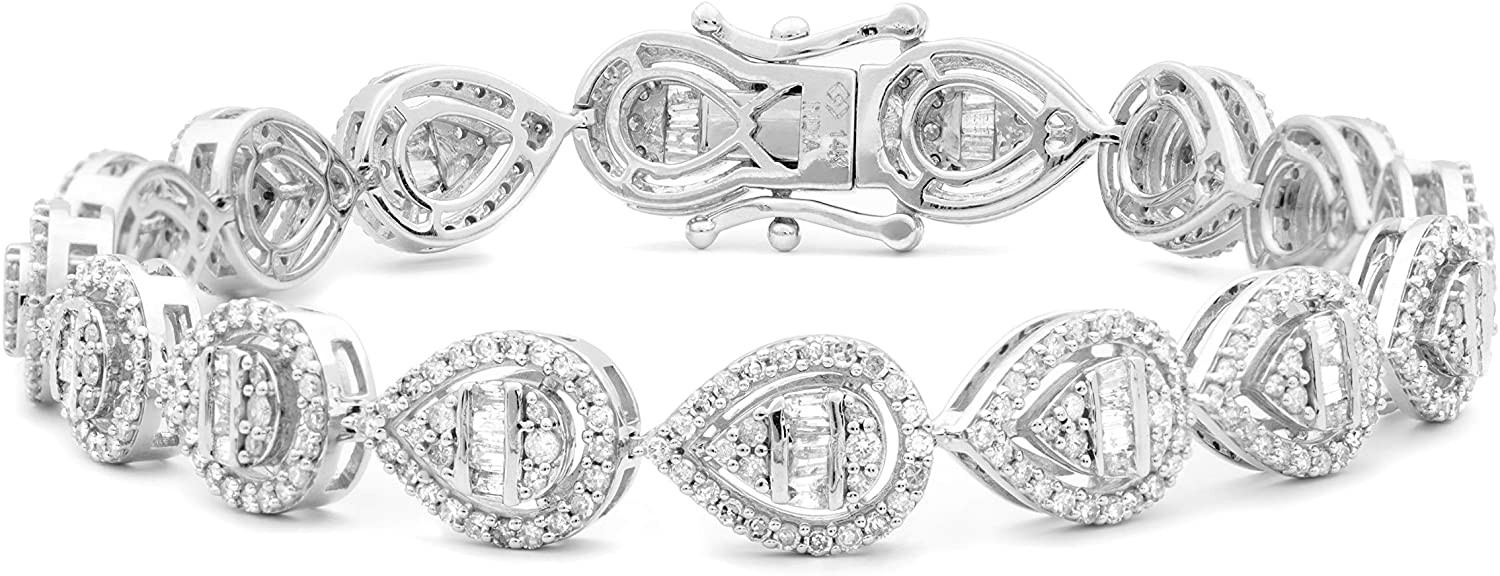 Femme Luxe 梨形光環鑽石網球手鍊（2.75 克拉）