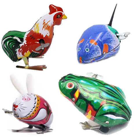 Kids Classic Tin Wind up Clockwork Jumping Iron Frog Toy Action Figures Toy for Children Kids Classic Toys for Boy Gift Baby