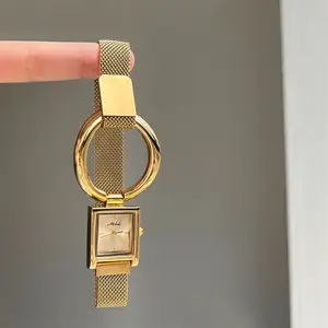 Unique Design New Style Watch for Women Large Ring Magnetic Mesh Belt Trendy Bracelet Fashion Jewelry Bracelets Bangles