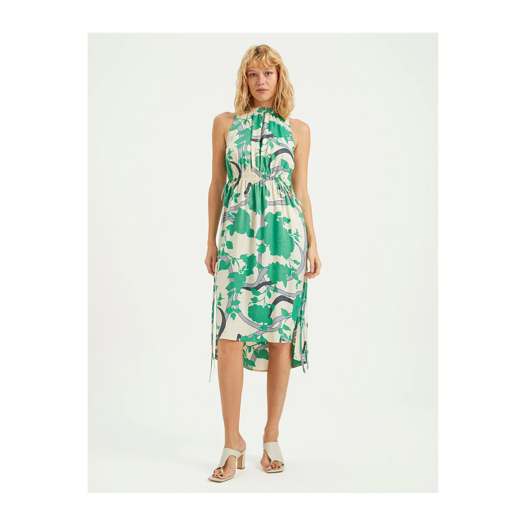 BGN Casual Satin Dress with Printed VISCOSE ELASTIC WAIST Model S23D404