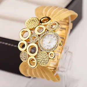 Fashion Mesh Belt Diamond Women Watch Personality Jewelry Gold Plated Bracelet Luxury Ladies Quartz Watches