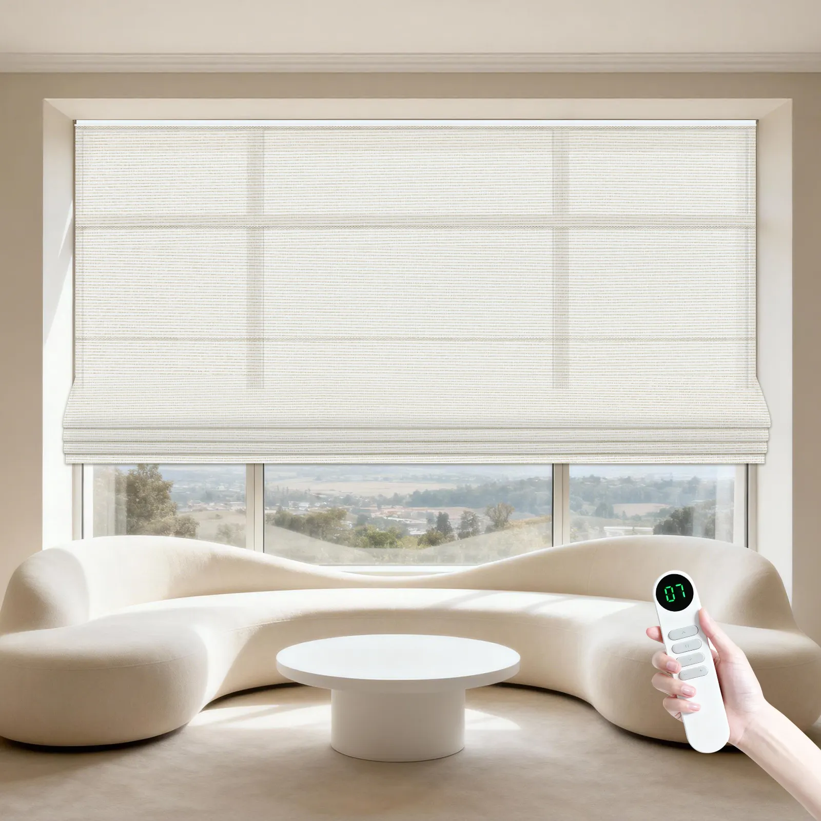 ไม่มีสว่านไฟฟ้าอัตโนมัติ Smart Home Decor รีโมทคอนโทรลผ้าม่าน Blackout ลูกกลิ้งมอเตอร์โรมัน Shades ผ้าม่านสำหรับ Windows