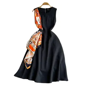 Summer Retro Waist Cinched Elegant Maxi Women Dresses Sleeveless Vintage Fashion for Day Occasions Apparel Casual Dresses