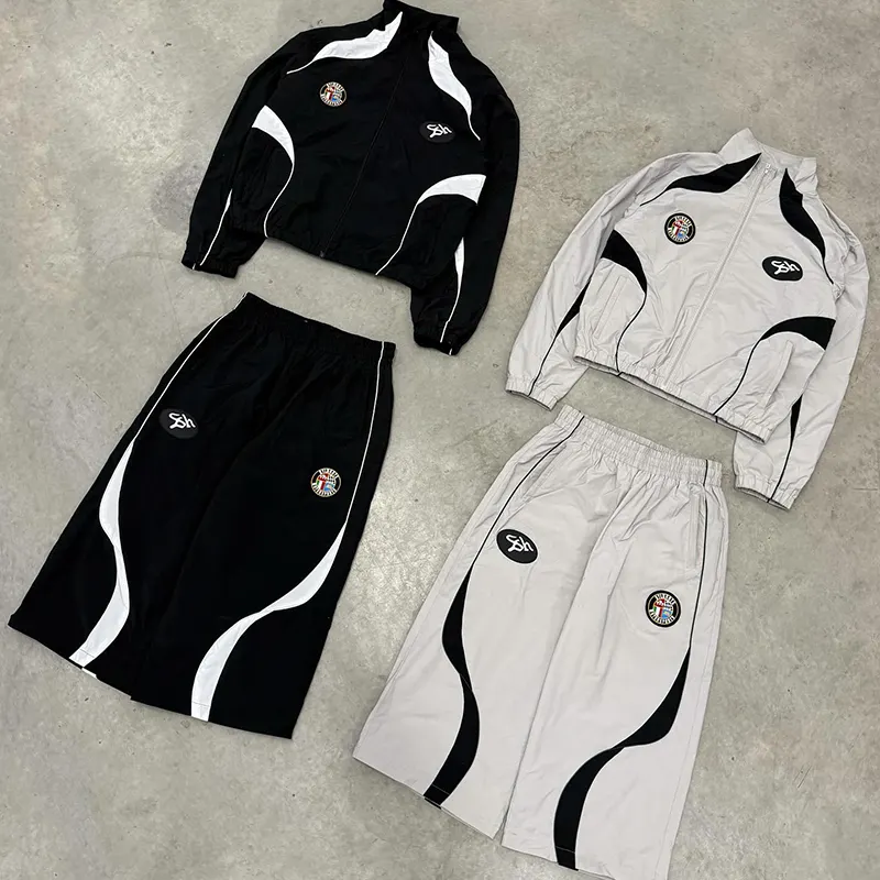 ที่กำหนดเองระบายอากาศไนลอนซิปวอร์มผู้ชายซิปที่ถอดออกได้ Jogger Windcheater น้ำหนักเบาถุงเย็บปักถักร้อยแพทช์วอร์ม