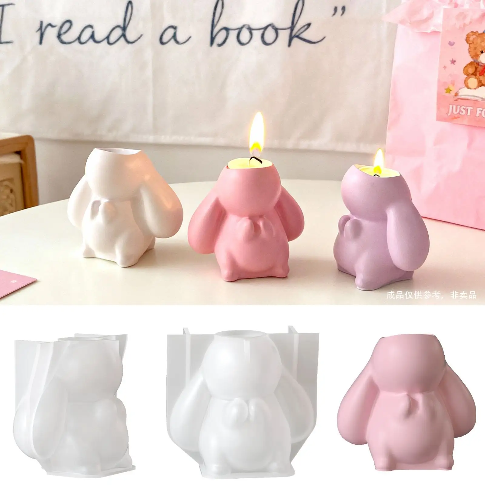 พลาสเตอร์ Easter Bunny เทียนหอมถ้วยแม่พิมพ์ซิลิโคน DIY กระต่ายดอกไม้หม้อแม่พิมพ์ตกแต่งบ้าน