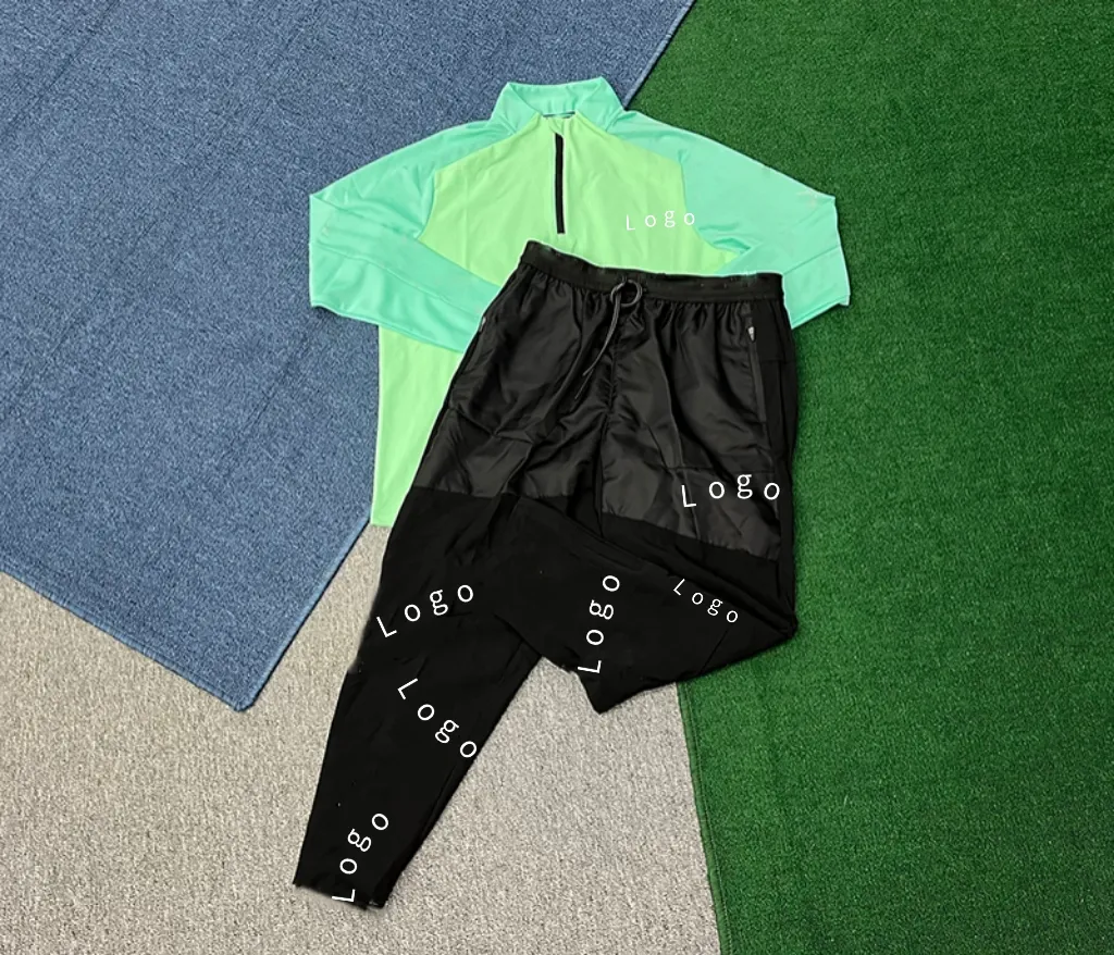 Men's Sports Outdoor Autumn Long Sleeved Pants Solid Color Breathable Running Fashion Set