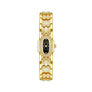 BS Popular Model Latest Design Watch Luxury Gold Plated Hand Jewelry Alloy Zircon Quartz Watch for Ladies