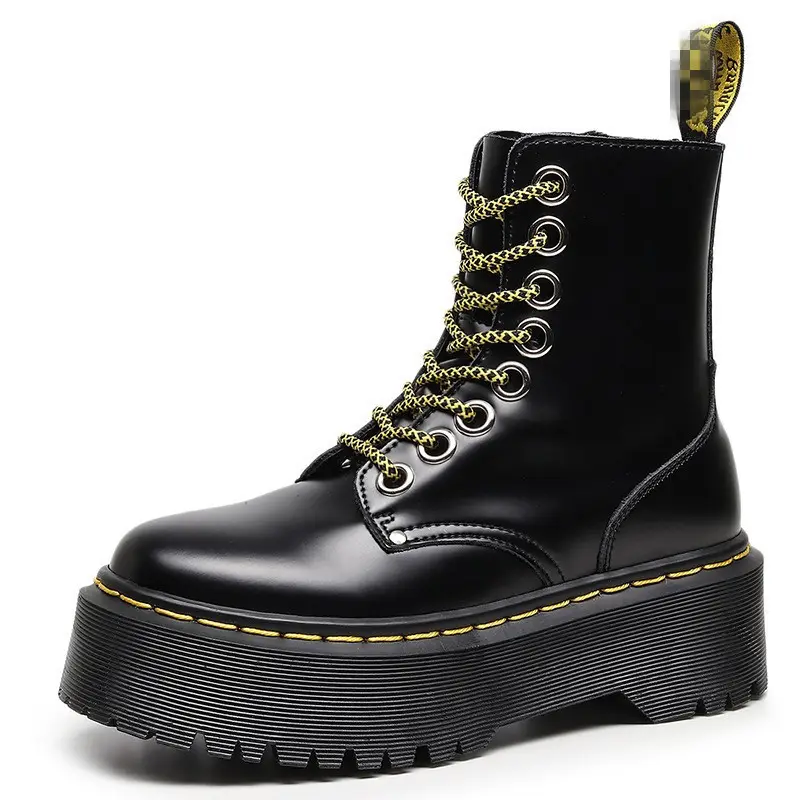 ยุโรปอเมริกันผู้หญิงหนา 8 หลุม Workwear รองเท้าอังกฤษสำหรับ Martin สไตล์ซิปด้านข้างแพลตฟอร์มด้านล่างของแท้หนัง