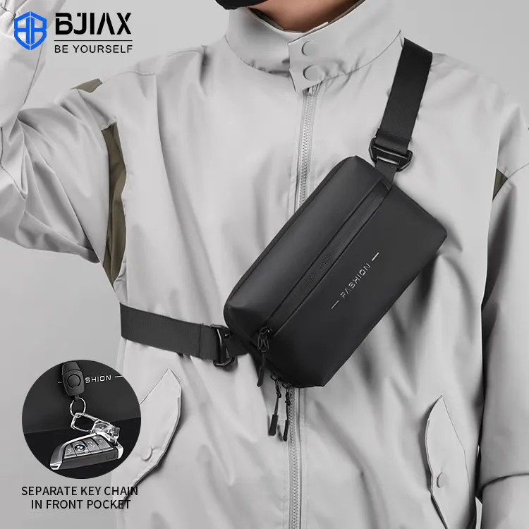 BJIAX Nylon Customizable New Fashion Shoulder Chest Crossbody Bag Casual Simple Solid Color Waist Bag