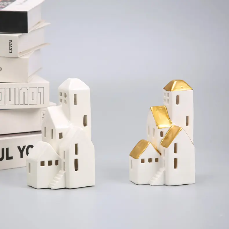 บ้านเซรามิกโคมไฟ LED หัตถกรรมหรูหราตกแต่งไฟกลางคืนตกแต่งบ้านจีน