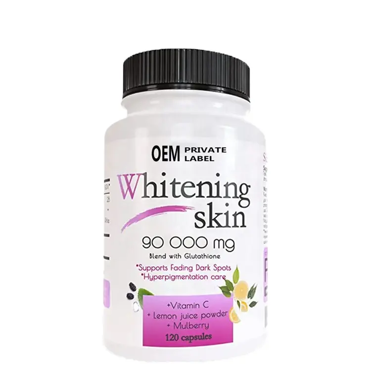 OEM Branded Skin Whitening Glutathione Skincare Capsules with Vitamin C Antioxidant Supplements 120 Count for Adults