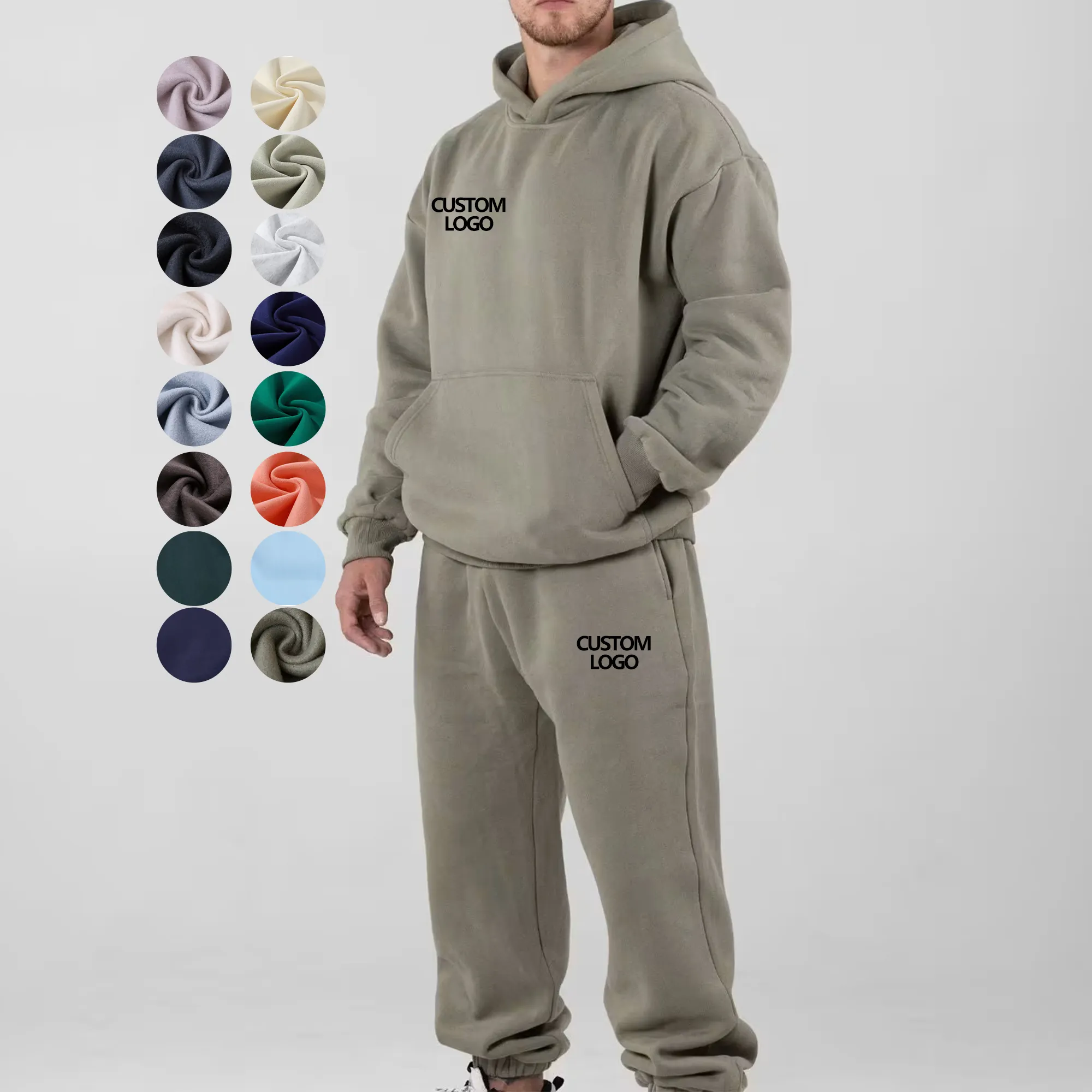 Custom Unisex Essentials Designer Plain หนาเล็กน้อยขนาดใหญ่คุณภาพสูง Streetwear Cotton Hoodies ชุดสำหรับผู้ชายผู้หญิง