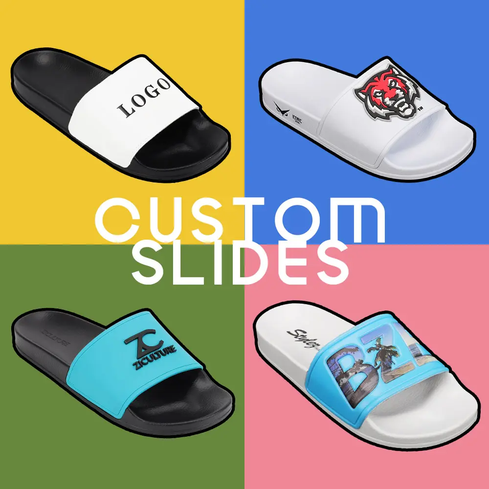 Henghao Comfortable Custom Slides Trendy High Quality Pu Sole Unisex Slides Shoes Custom Logo Breathable Slides Custom Logo