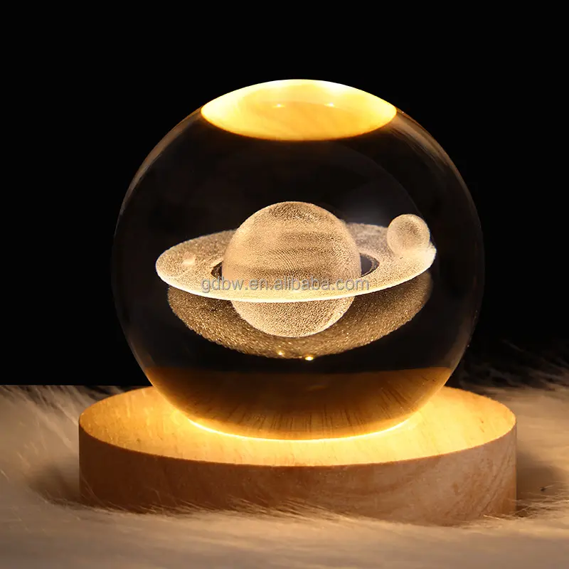 BW 3d Art Crystal Ball Night โคมไฟคริสตัลบอลตกแต่งพลังงานแสงอาทิตย์ระบบไฟ Led กลางคืน Desktop Home Decor
