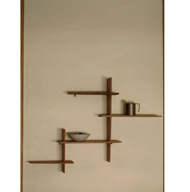 ชั้นวางของแขวนติดผนังตกแต่งบ้านสไตล์โมเดิร์นที่ขายดีที่สุดพร้อมดีไซน์แกะสลักสำหรับเก็บต้นไม้และหนังสือในห้องนั่งเล่น