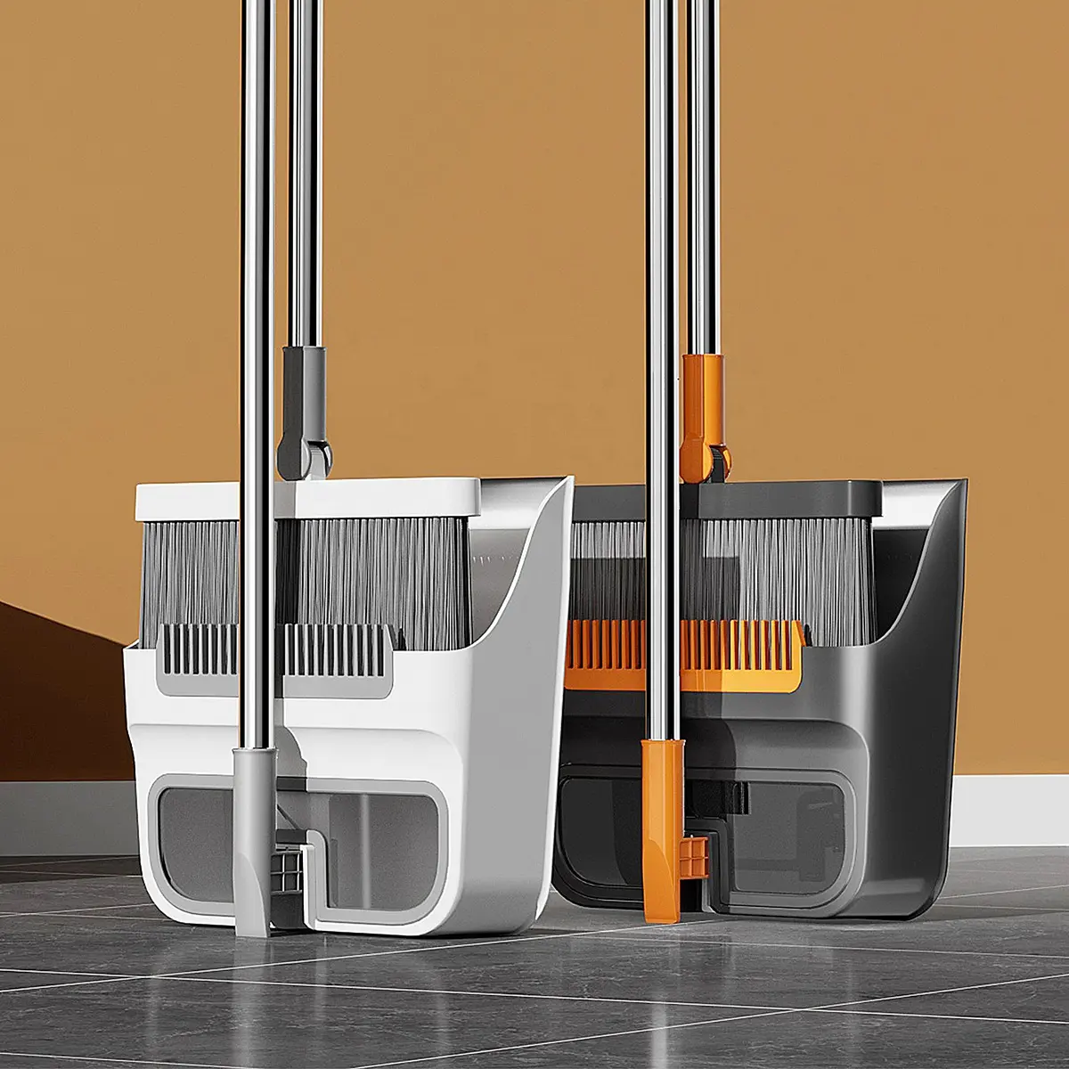 ไม้กวาดหมุนได้และที่โกยผง Realida เพื่อการจัดเก็บที่ง่ายดายและการใช้งานในพื้นที่ขนาดเล็ก เช่น อพาร์ทเมนต์และคอนโด