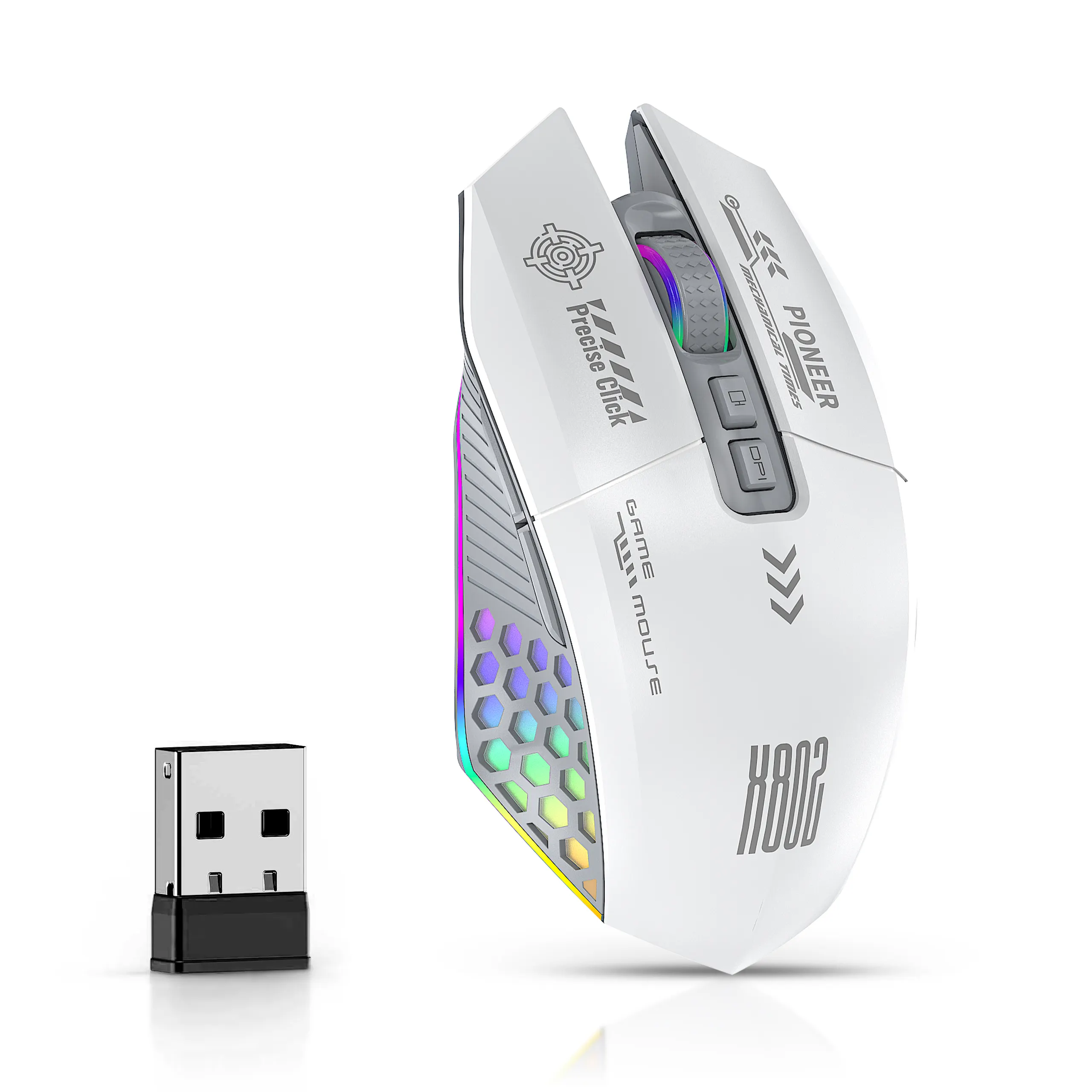 Ergonomic 2.4GHz BT Wireless LED Light Gaming Mouse 8 Buttons Both Hands Lightweight 99g New Computer Accessories for Gamers