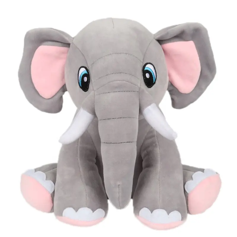BSCI โรงงานขายส่งที่กำหนดเองต่ำขั้นต่ำน่ารักการ์ตูนอะนิเมะสีเทาตุ๊กตาช้างนุ่มตุ๊กตาช้างยัดไส้สัตว์ของเล่น