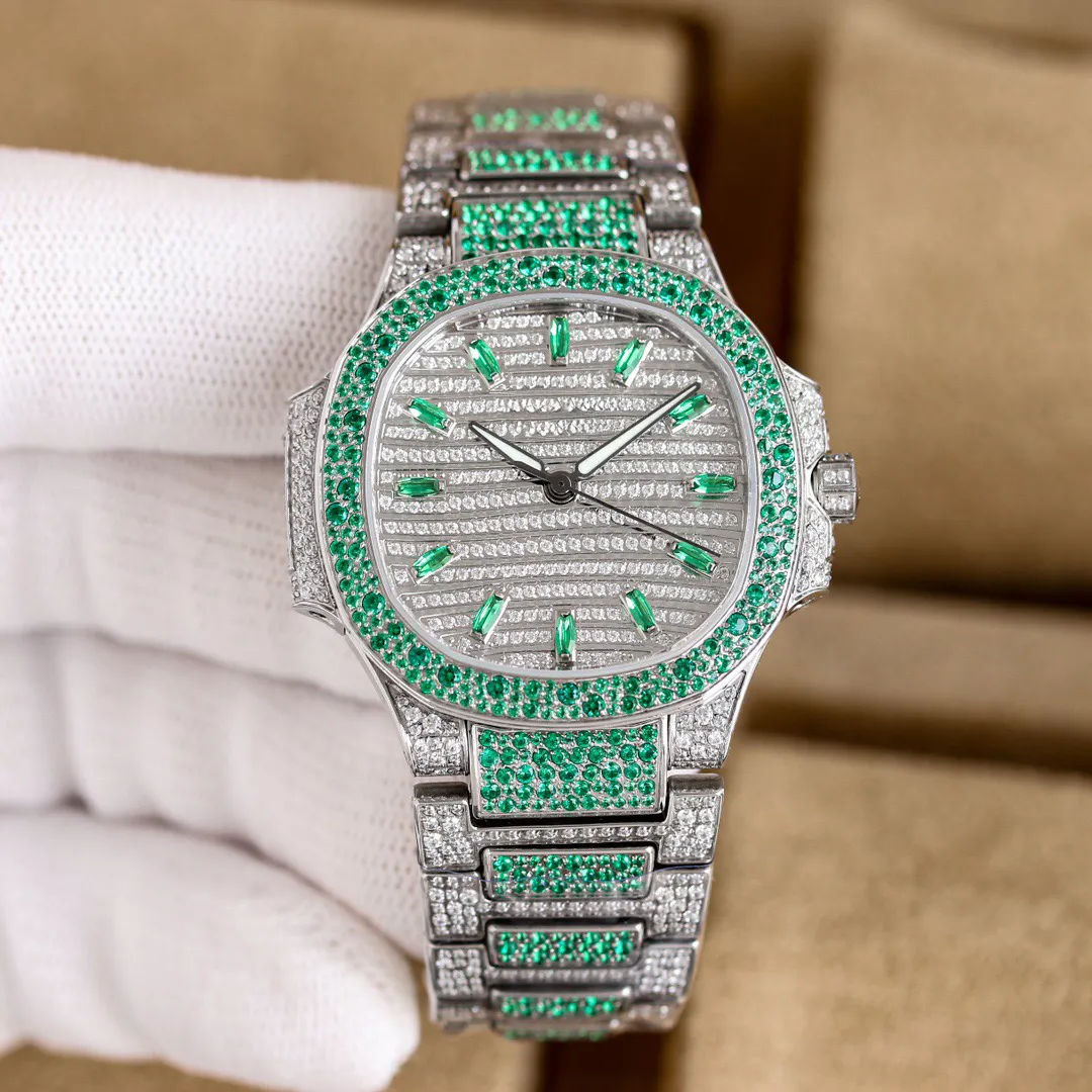 Montre Full Real Diamond Hip Hop Iced Out Automatic Jewelry Watches Gold Luxury Brand Men Mechanical VVS Moissanite Watch