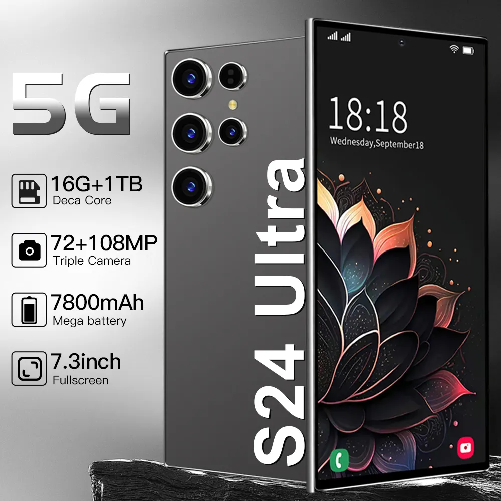 Best Selling Global 5G S24 Ultra Phone Global Version Mobile Phone Cheap 16GB+1TB Android 14 Cellphones Unlocked Smartphone
