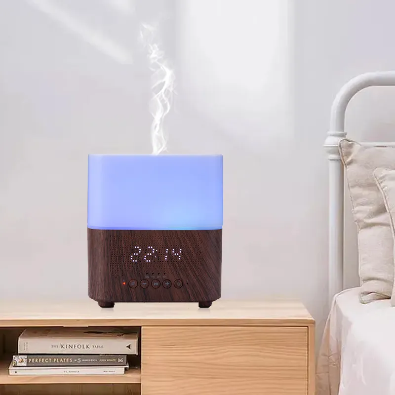 ตกแต่งบ้าน300Mlน้ำมันหอมระเหยมัลติฟังก์ชั่BTลำโพงนาฬิกาปลุกHumidifierโรงแรมกลิ่นDiffuser