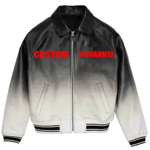 Custom Men's Leather Jacket Fashion New Design Custom Logo Men Quality Leather Dyeing Gradient Jackets with Zipper for Men