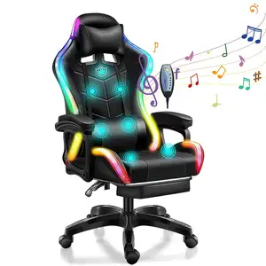 ALINUNU RGB Gaming Chair Ergonomic 7 Points Massage Video Game Chair With Speakers And LED Light