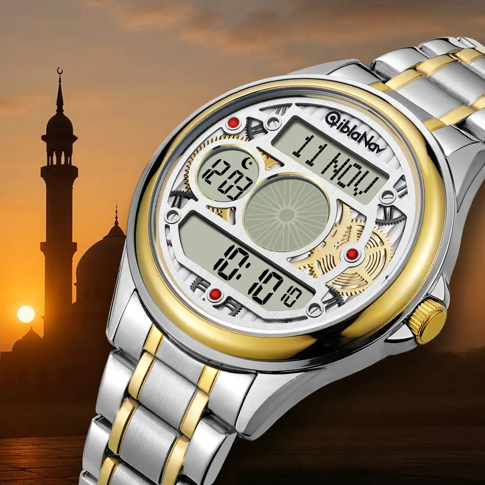 Custom Logo Luxury Sport Muslim Prayer Alarm Stainless Steel Water Resistant 20m Digital Smart Watch