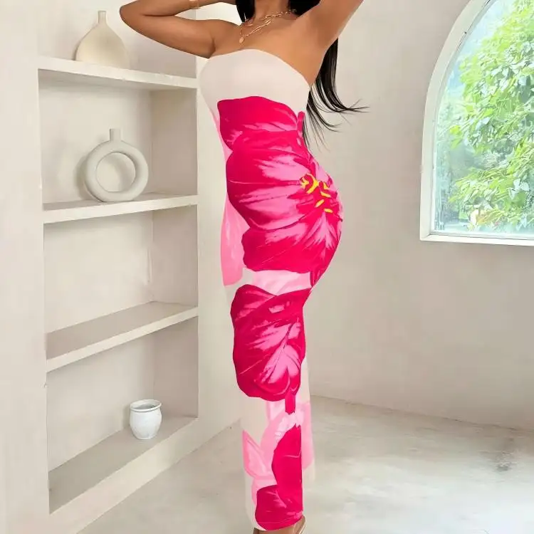 2025 ใหม่ผู้หญิง Retro Casual แขนสั้น V คอชุดดอกไม้พิมพ์พร้อมเข็มขัดแฟชั่นฤดูร้อนสำหรับฤดูใบไม้ผลิ