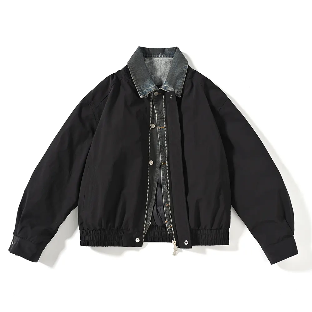 Men's Casual Fashionable Loose Denim Jacket Breathable Solid Pattern Medium Wash Polyester/Cotton Material Spring Autumn Coat