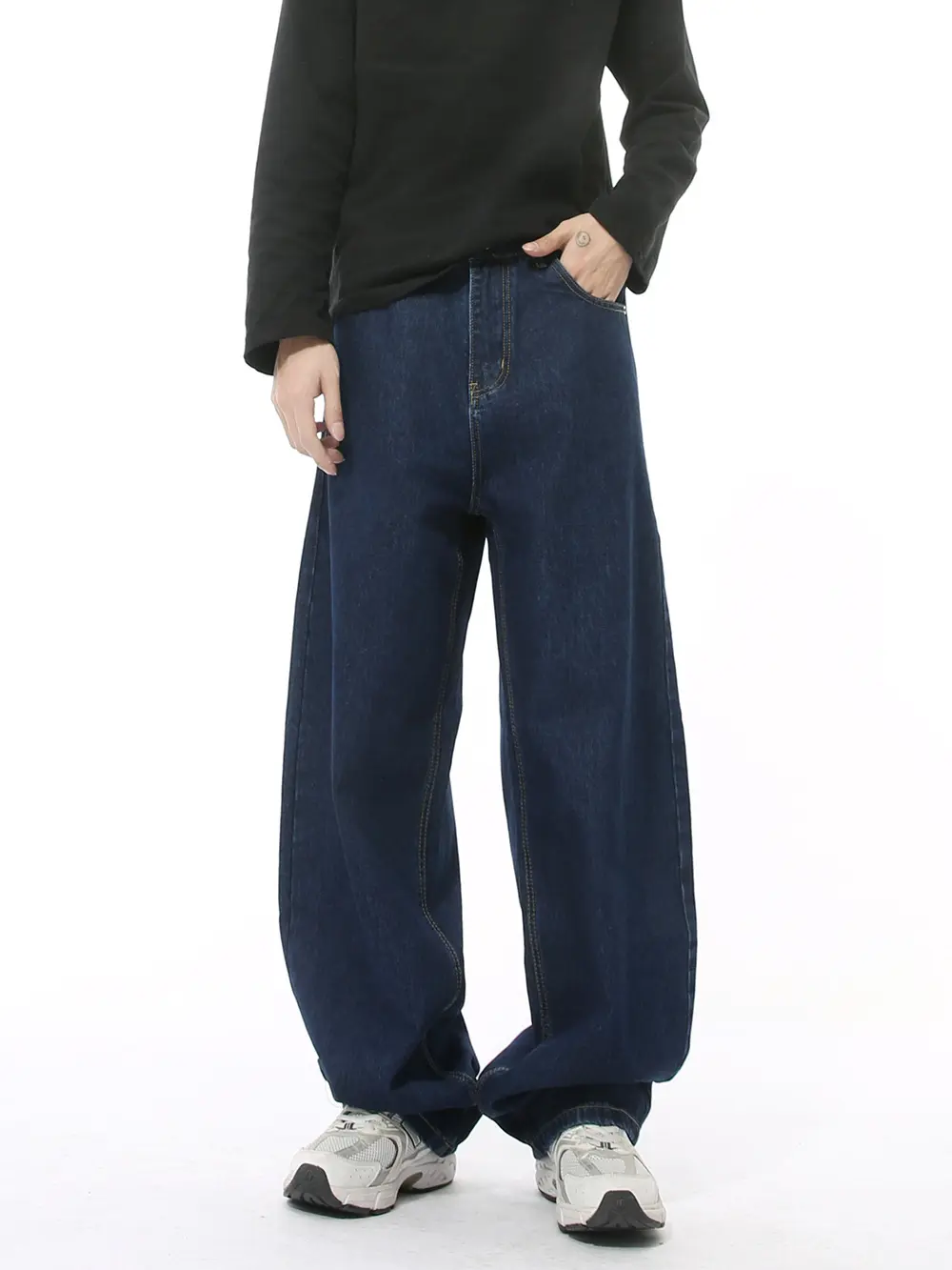 Baggy Jeans Men's Casual Wide Leg Three-Dimensional Machete Washed Straight Jeans Men Cotton Mid Denim Baggy Jeans for Men