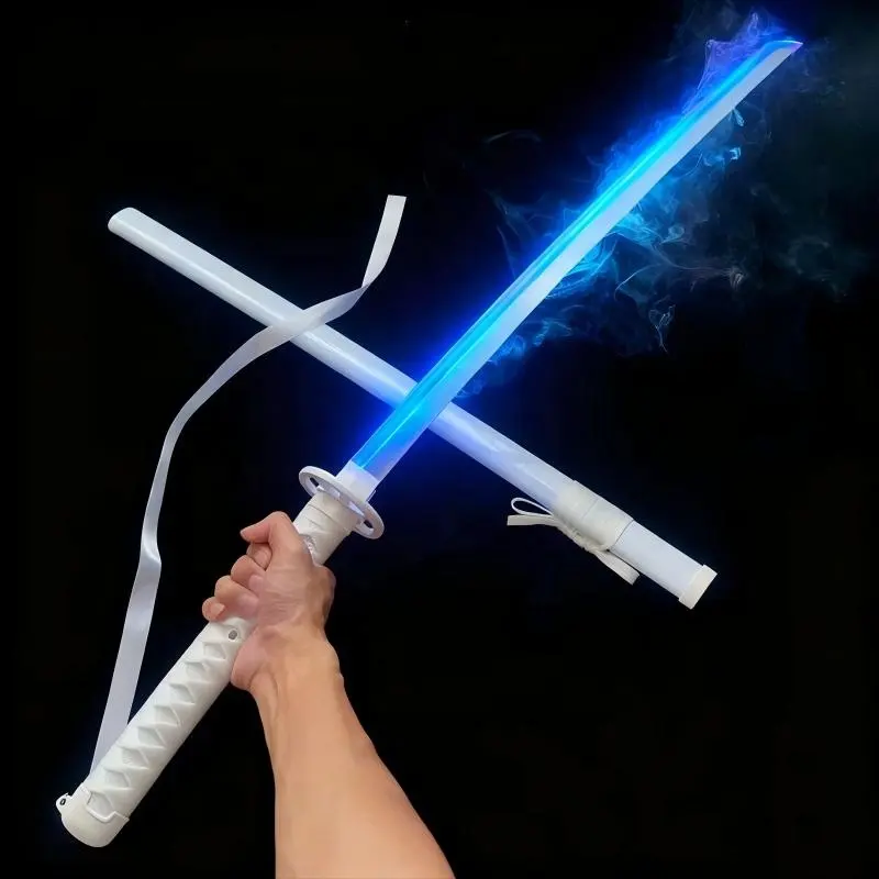 New Arrival Hot Sale 104CM Wooden Demon Slayer Spray LED Luminous Knife Multiple Colors Japanese Samurai Bamboo Toy Swords