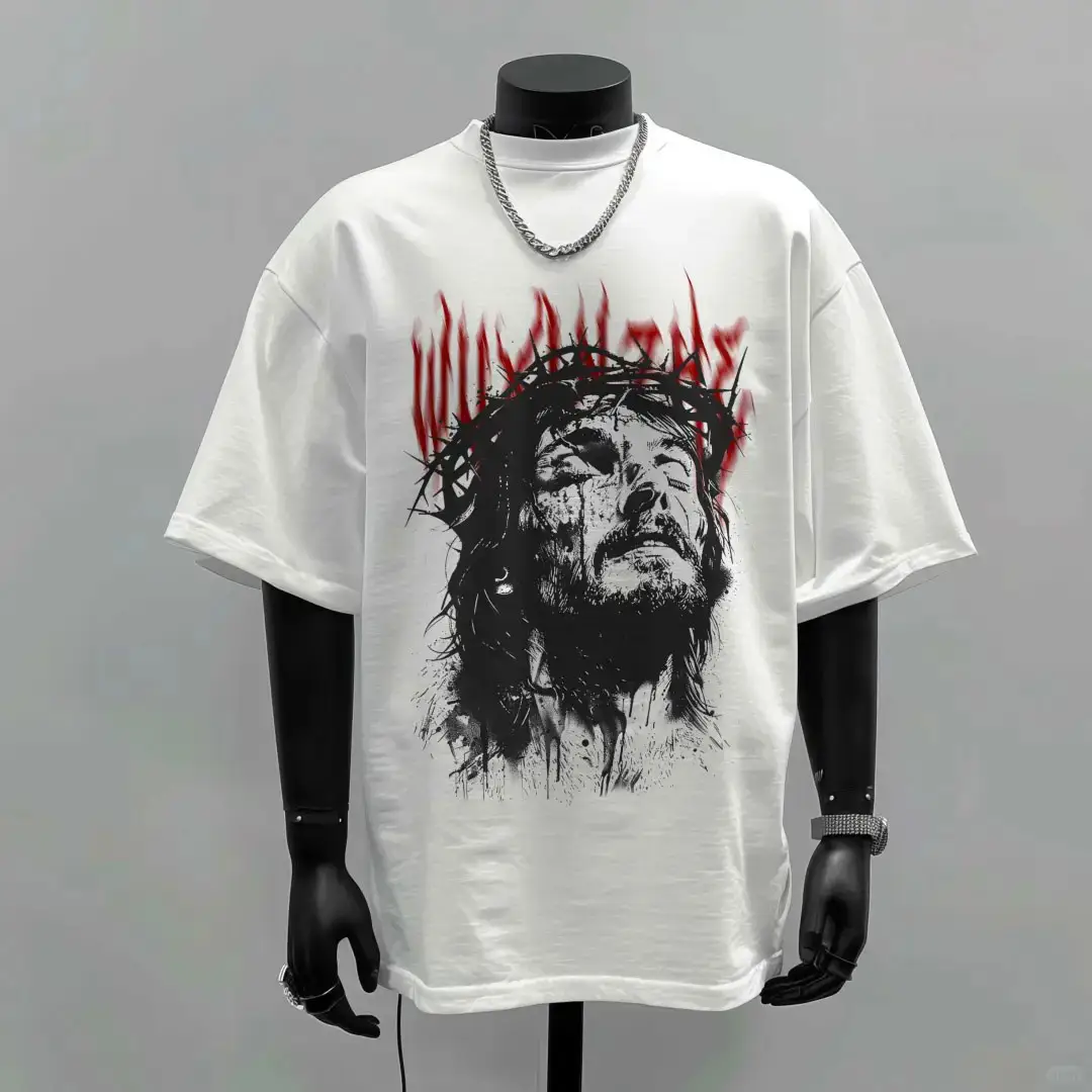 3D นูนเฮฟวี่เวทหรูหราขนาดใหญ่ Mens Custom T เสื้อหนา 100% Cotton Emboss พัฟโลโก้พิมพ์ผู้ชาย Streetwear Tshirt