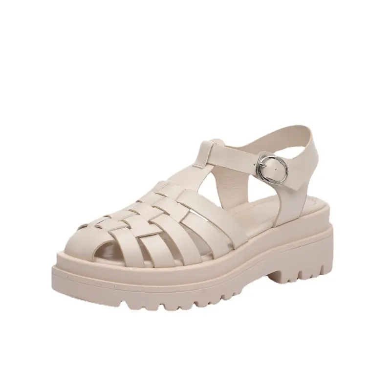 Wholesale Custom Anti Slippery Thick Soled Hollow Out High Quality Breathable Retro Roman Style Women's Sandals