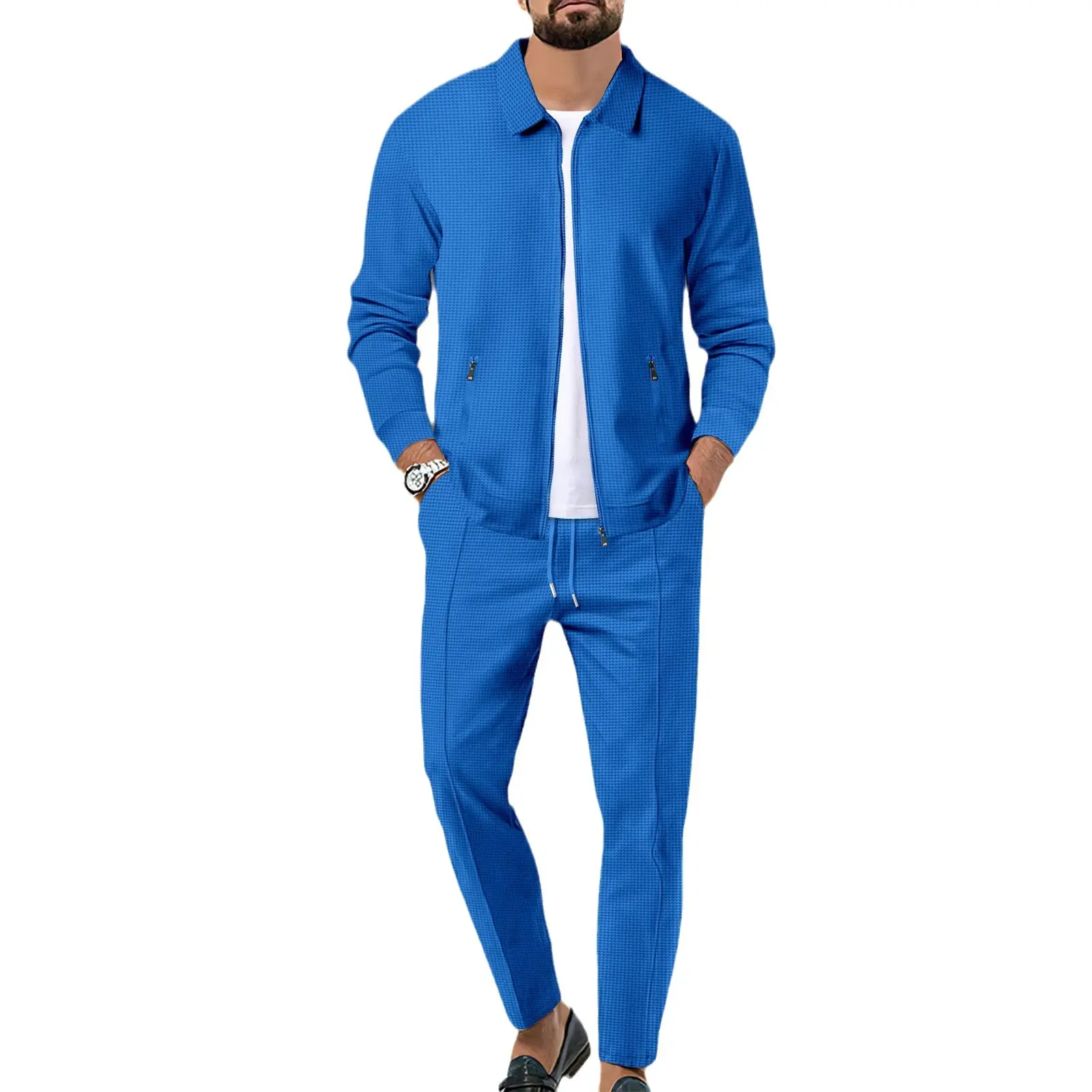 Wholesale Matching Tracksuit Men's Clothing Zip up Jacket and Pants Two Piece Walking Sets for Men