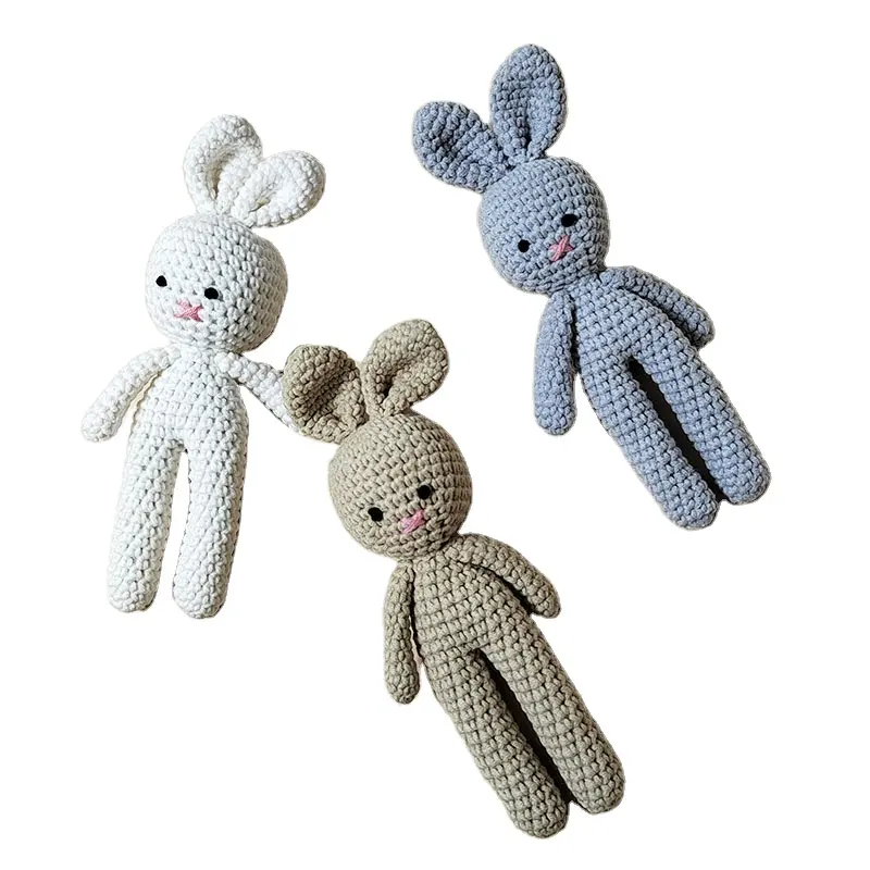 100% Handmade Amigurumi Crochet Bunny Rabbit Stuffed Baby Toys Wholesale 22cm with CE Certification