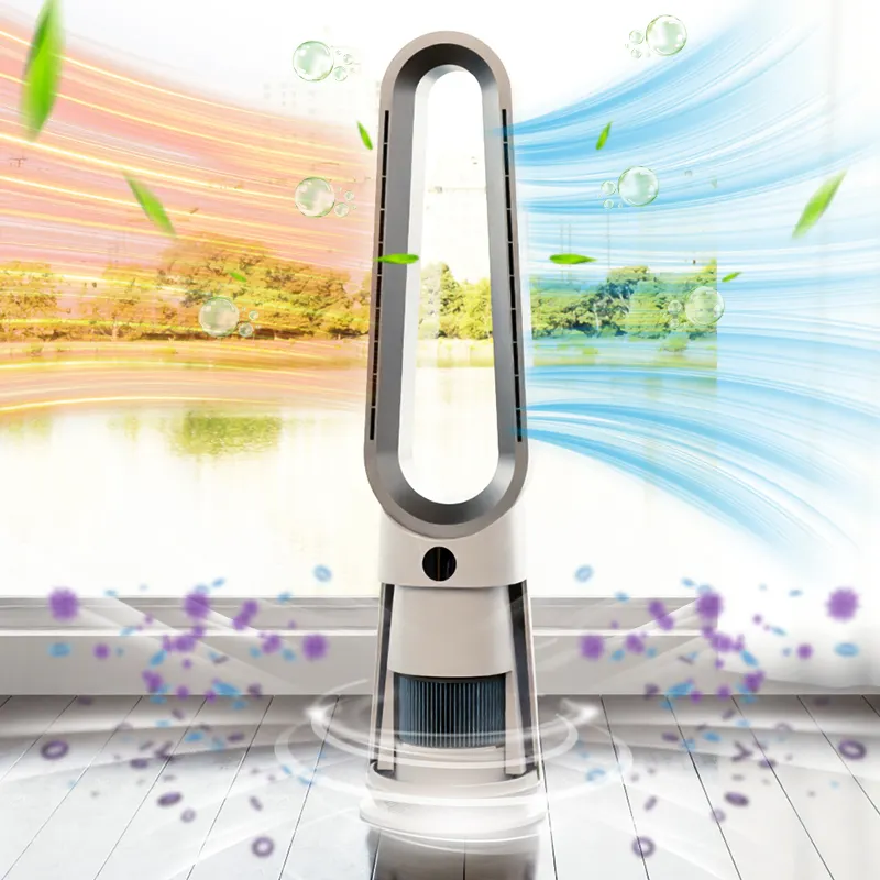 แอพพัดลมเครื่องฟอกอากาศ H13 Hepa สมาร์ทไฟฟ้าร้อนและเย็นพัดลมทาวเวอร์ Bladeless เครื่องทำความร้อน พร้อมรีโมทคอนโทรล