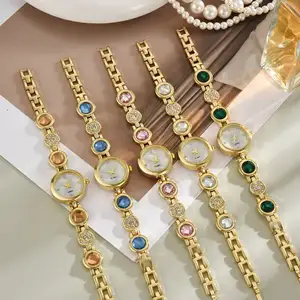 Fashion Colorful Luxury Ladies Gold Bracelet Quartz Women Wrist Watch Diamond Jewelry Quartz Watch for Women