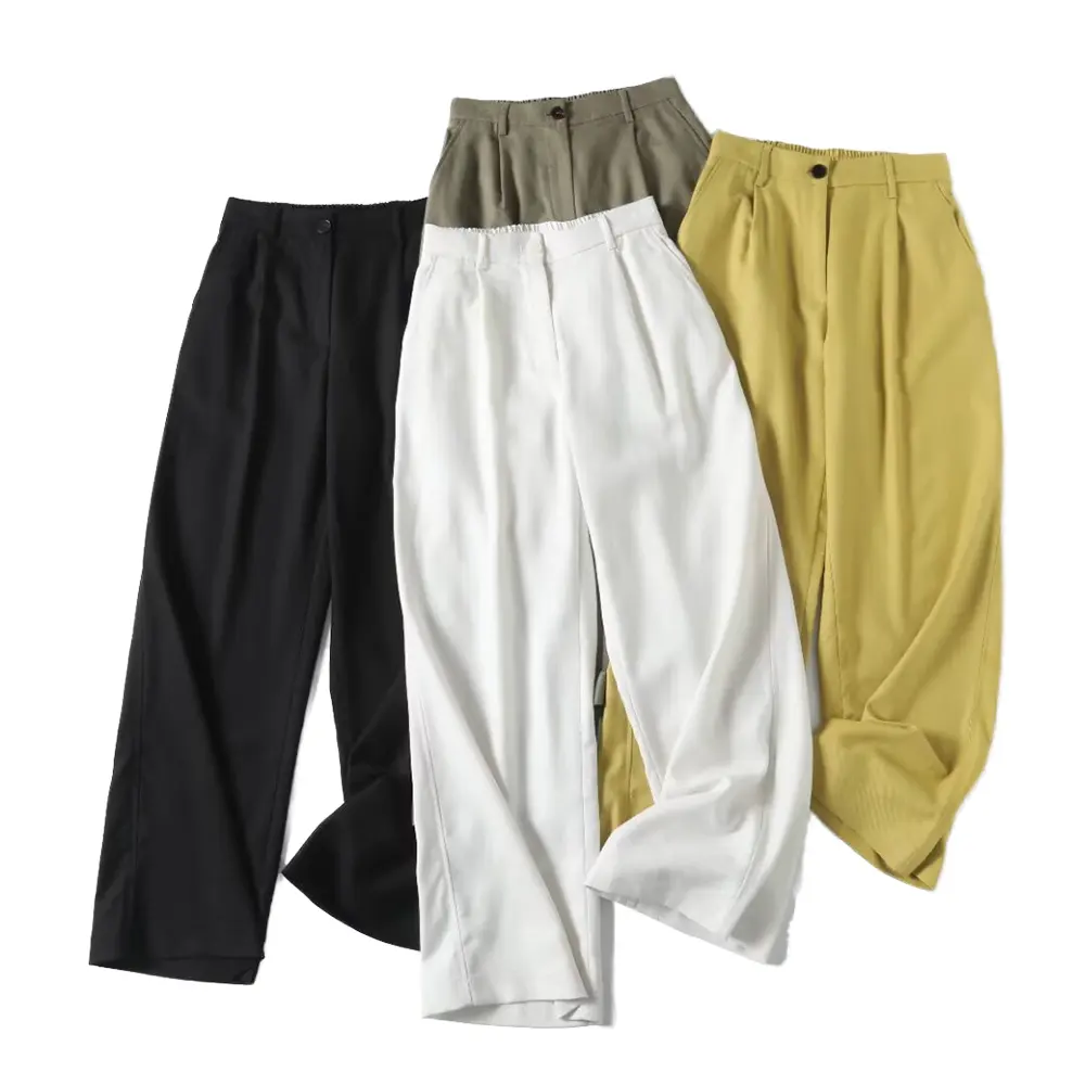 Women's Clothing 2025 Autumn New Fashion Breathable Light Mature Temperament Wide Leg Satin Casual Mid-waist Trousers