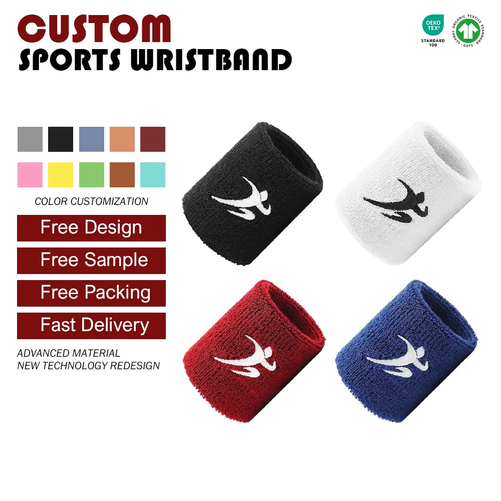 Outdoor Sports Wristband for Basketball Tennis Quick-Dry Sweat-Absorbing Terry Material Thin Double-Sided Fitness Training