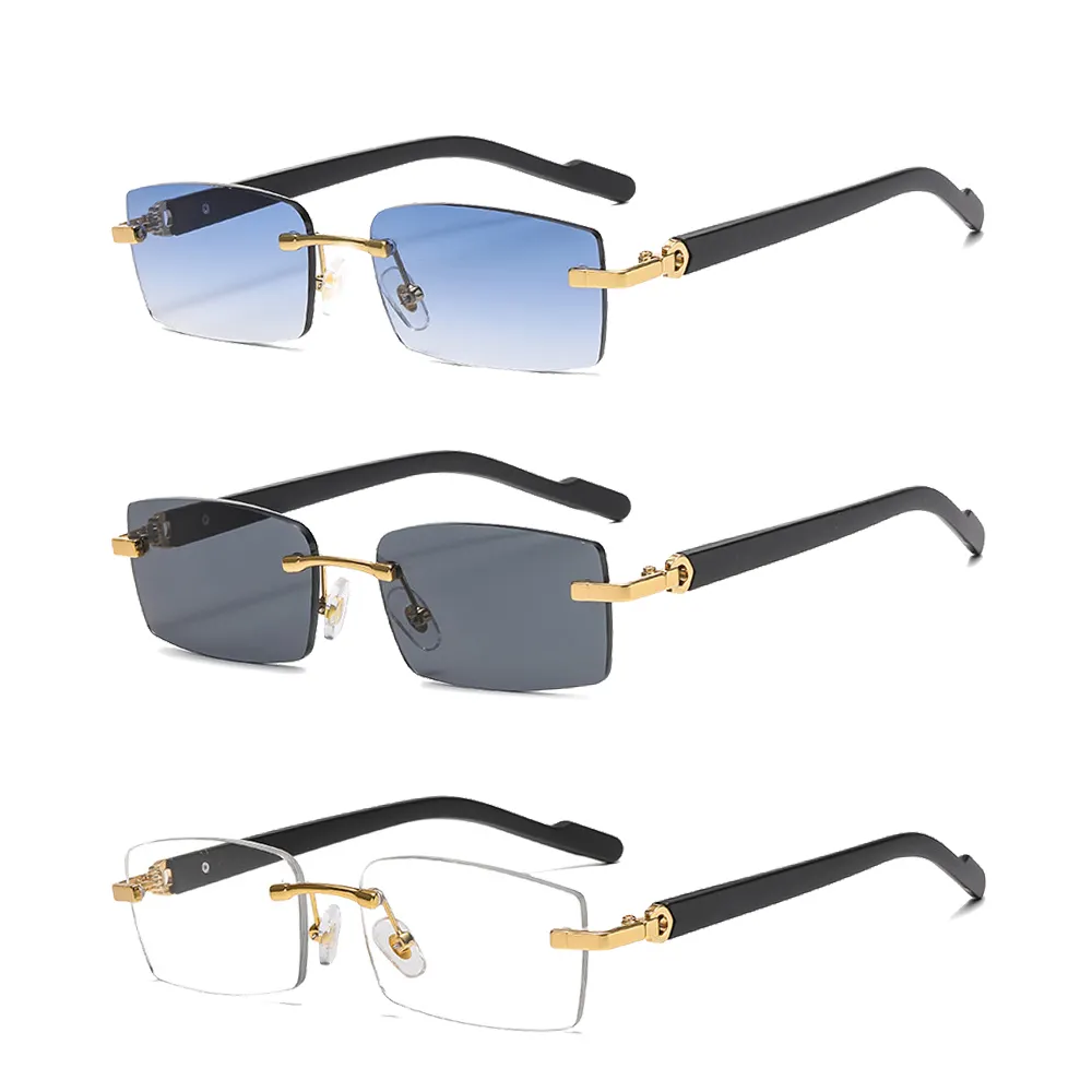 ใหม่แฟชั่นแว่นกันแดดไร้กรอบผู้หญิงอินเทรนด์ตัดขอบเลนส์แว่นตาผู้ชายสบายๆธุรกิจเดินทางอาทิตย์แว่นตา