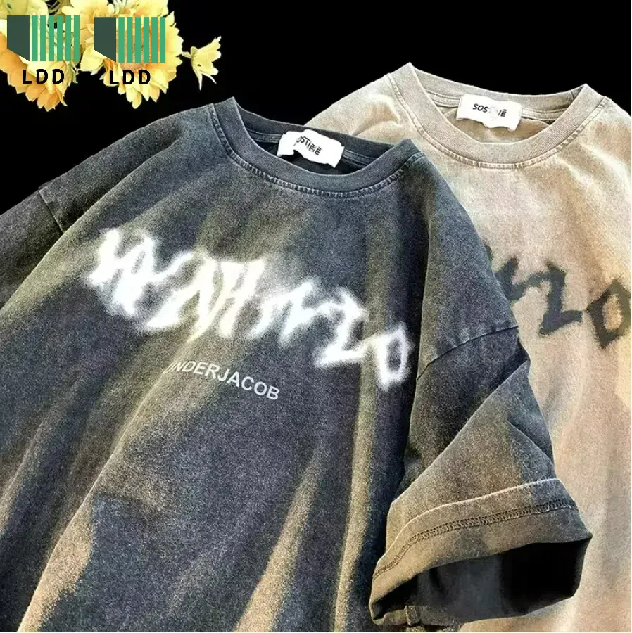 โลโก้ที่กำหนดเองStreetwearขนาดใหญ่ผ้าฝ้ายผู้ชายเสื้อยืดกราฟิกคุณภาพสูงพิมพ์Heavyweight Acid Washเสื้อT Vintage