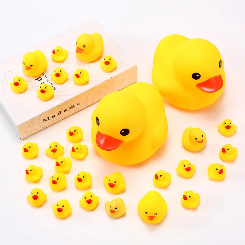 Children playing in water taking a shower playing kneading playing making music calling big small yellow ducks dolls accessories
